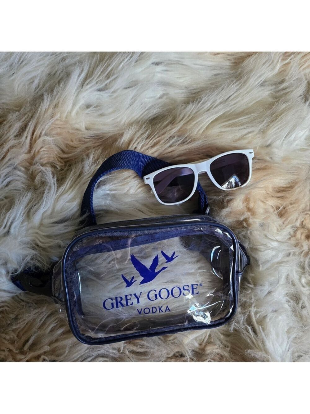Grey Goose Clear Vinyl Crossbody Bag Navy Trim